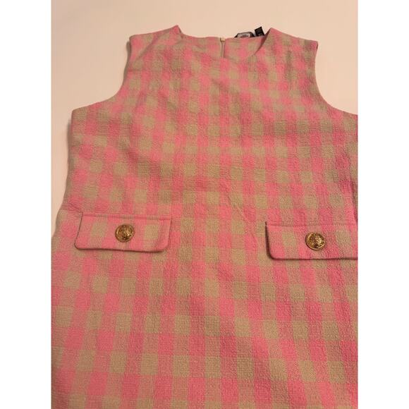 Vero Moda Women's Pink/Cream Gingham Gold Button Dress Short Zip Up Size 8 US - Picture 2 of 8